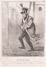 Une victime des factions, National Guard soldier patrols through the rain, Parisian emotions,
