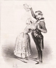 Les petits présens entrétiennent l'amitié, Woman embraces man because of gift, Proverbs and