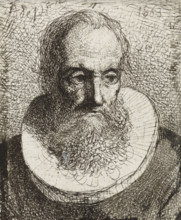 Portrait of an unknown man, print, Portrait of a man with a beard and ruffled collar., printmaker: