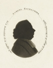 Silhouette portrait of Samuel Eschauzier, Samuel Eschausier, print, printmaker: Johannes Christiaan