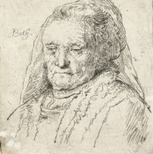 Portrait bust of Rembrandt's mother, print, Portrait bust of Neeltje Willemsdochter Zuytbrouck, the