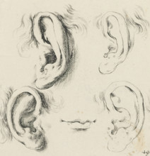 Four ears and a mouth, Collection of various pieces serving the art of portraiture, Drawing