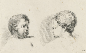 Two heads of children, one seen from the back, Drawing examples for portraits, Collection of