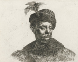 Bust of a Polish man with moustache and feathered cap, The principles of drawing, I principii del