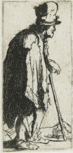 Beggar with a clenched hand, leaning on a stick, Beggar with a crippled hand leaning on a stick