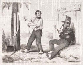 Two soldiers have a chat., Constantine, cartoon, A French soldier has a chat with his sergeant