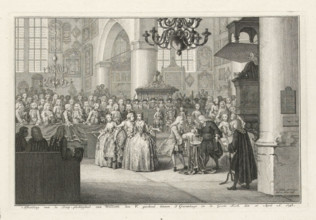 Image of the baptism ceremony of William V, which took place in The Hague in the Great Church on