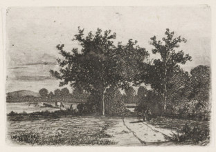 Country road, print, printmaker: Jan Heppener, The Hague, c. 1841 - 1898, paper, chine collé,