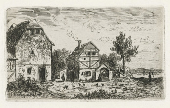 Buildings on the Aar, print, printmaker: Joseph Hartogensis, unknown, c. 1837 - 1865, paper, chine