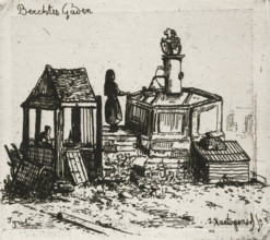 Water pump in Berchtesgaden, print, printmaker: Joseph Hartogensis, The Hague, 1856, paper, chine