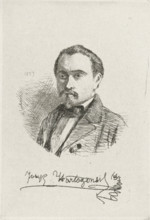Self-portrait of Joseph Hartogensis, print, Bust facing left of Joseph Hartogensis., printmaker: