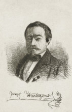 Self-portrait of Joseph Hartogensis, print, Bust facing left of Joseph Hartogensis., printmaker: