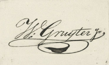 Signature of Willem de Gruyter, print, printmaker: Willem Gruyter jr., Amsterdam, 1832 - 1880,