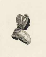 Silhouette portrait of Petronella Moens, print, Silhouette portrait of poet and writer Petronella