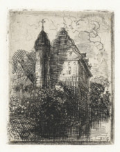 Graesbroeck, Castle with round tower, print, printmaker: Alexander Schaepkens, 1830 - 1899, paper,