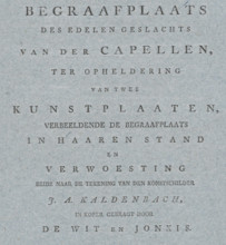 Book accompanying two prints with images of the cemetery of the Van der Capellen family, Reporting