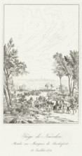 Siege de Naerden. Rendu au Marquis de Rochefort. July 12, 1672, Siege of Naarden, print, historical