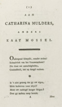 Satirical verse on the execution of Kaat Mossel, 1784, To Catharina Mulders, otherwise Kaat Mossel,