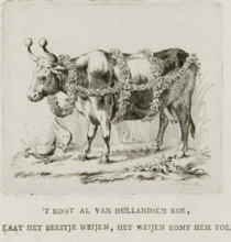 Dutch cow, 1787, print, book illustration, The Dutch cow, decorated as an Easter cow or guild ox
