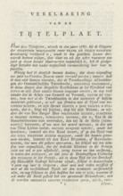 Explanation of the title page: De Bataafsche menschlijkheid, 1801-1804, text sheet, Text sheet with