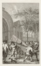 Removal of the doors of the city gate at Franeker, 1788, print, historical print, The removal of