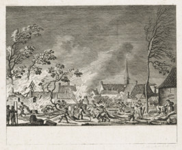 Fire in Amstelveen, 1792, print, Great fire in Amstelveen on June 25, 1792., printmaker: Cornelis