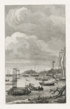 Gunboats in the Dordtsche Kil, 1793, print, historical print, The closure of the Dordtsche Kil with