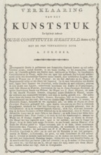 Explanation accompanying the allegory on the restoration of the Stadtholder, 1787, Explanation of