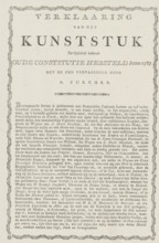 Explanation accompanying the allegory on the restoration of the Stadtholder, 1787, Explanation of