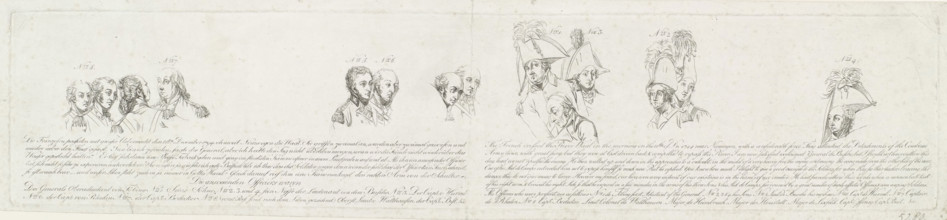 Key to the print of the death of General Bussche, 1794, print, historical print, Key to the print