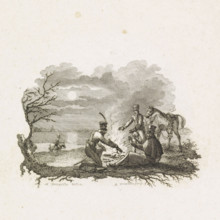 Bivouac of the Gardes d'Honneur, print, Bivouac of some members of Napoleon's honor guard April