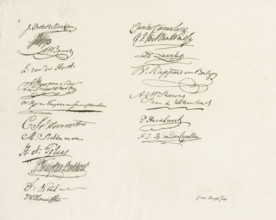 Sheet with signatures of the members of the Assembly of the Nobles, 1814, Signatures of the members