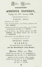 Program of the concert at the second centenary of the Athenaeum Illustre in Amsterdam, 1832, Felix