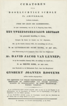 Invitation to attend speeches at the second centenary of the Athenaeum Illustre in Amsterdam, 1832,
