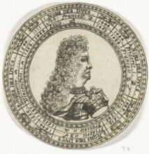 Coin with the portrait of Ferdinand Charles III and the names of the Dukes of Mantua, print, Design