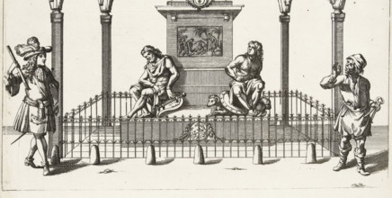 Cartoon of the monument erected in honor of Louis XIV on the Place des Victoires in Paris in 1685,