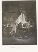Faust in his laboratory, Faust dans son laboratoire, page, photomechanical print, photographer: