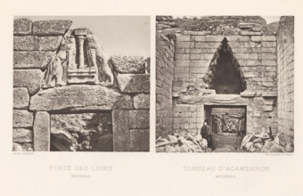 Lions Gate at Mycenae and the Treasury of Atreus at Mycenae, Tombeau d'Agamemnon Mycènes, Porte des