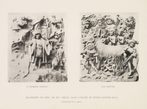 Son martyre, Two bas reliefs from the Église Saint-Lô in Bourg-Achard, depicting the ordeal and