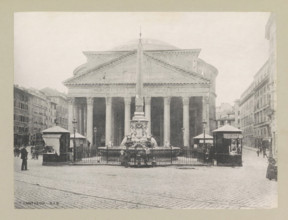 Pantheon, page, photomechanical print, photographer: Samuel J. Beckett, Piazza della Rotonda, c.