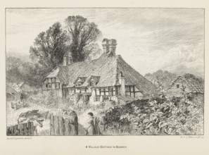 A village cottage in Surrey, reproduction, page, photomechanical print, inscription: 'AD',