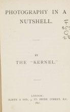 Photography in a nutshell, book, publisher: Iliffe & Son, London, 1891, textile materials,