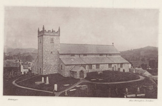 View of Saint Michael and All Angels Church in Hawkshead, Hawkshead church, page, photomechanical