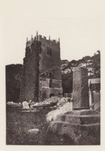 Tower of a church in Halton-with-Aughton, Halton church tower. 1876, page, photomechanical print,
