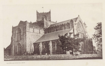 View of the Cartmel Priory, Cartmel church, page, photomechanical print, photographer: Alex