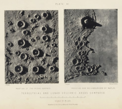 Terrestrial and lunar volcanic areas compared, page, photomechanical print, Left: a part of the