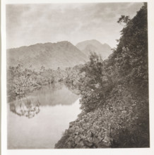 View of a valley near Papeari in Tahiti, Papeuriri Valley. Tahiti, page, photomechanical print,