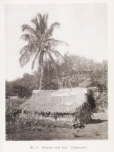 Man from Tahiti in front of his home in Papeari, Native and hut. Paeuriri, page, photomechanical