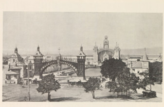 Pohled na výstavu od jihu v dobe zahájeni, View of the Výstavište in Prague, page, photomechanical