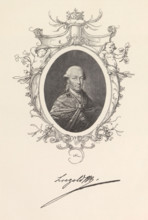Photo reproduction of a drawing, depicting a portrait of Emperor Leopold II, reproduction, page,